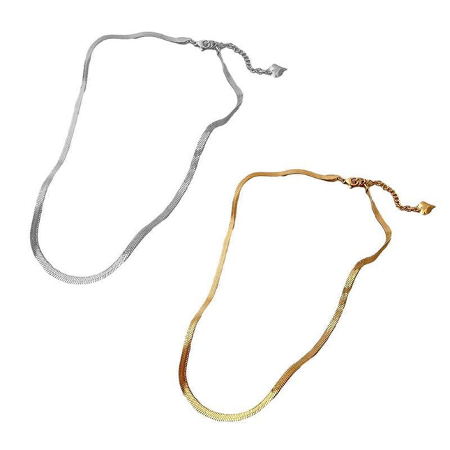 Titanium Steel Flat Snake Bone Necklace Chain Choker For Men Women Jewelry Gifts - Aimall