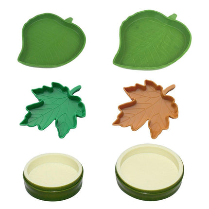 Leaf Shape Reptile Feeding Dish - Natural Food and Water Bowl