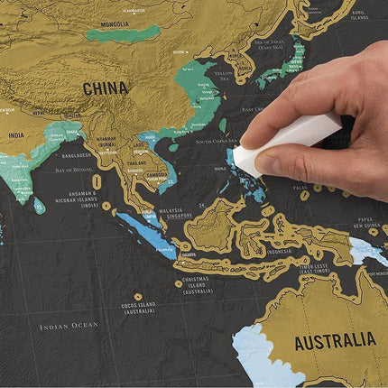 Deluxe Scratch off world Map Interactive large Poster Atlas Travel Decor Gift - Aimall