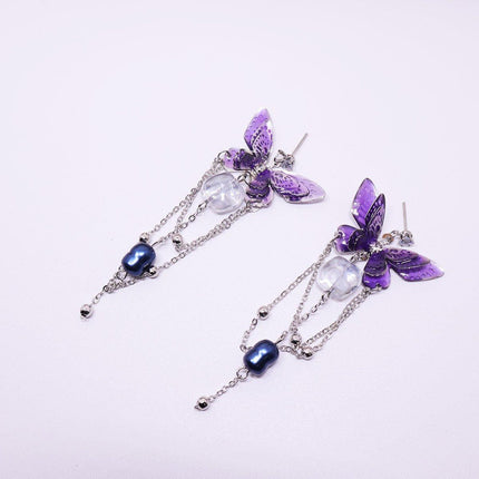 Luxury Crystal Butterfly Bow Earrings Elegant Fashion Niche Exquisite Jewelry