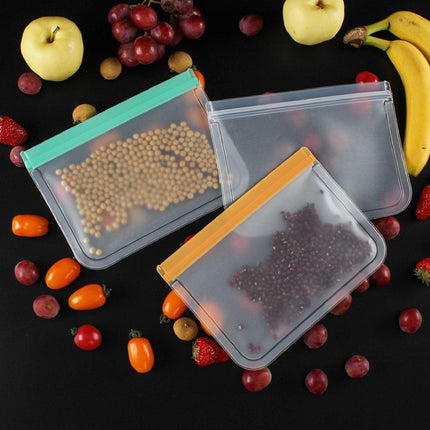 10 Pack Reusable Frosted PEVA Food Storage Bags Resealable Ziplock Freezer Safe