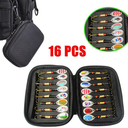 10/16PCS Fishing Lure Spinners Baits Spoon Set with Tackle Bag Trout Bass Tackle - Aimall