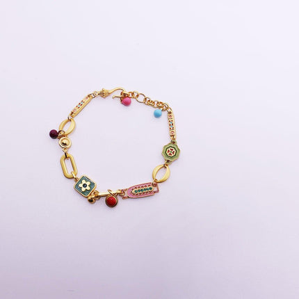 Chinese Vintage Colourful Flower Bracelet Simple Hand Jewelry for Women