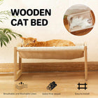 Comfortable Solid Pine Wood Pet Bed Raised Breathable Rectangular Cat Sleep