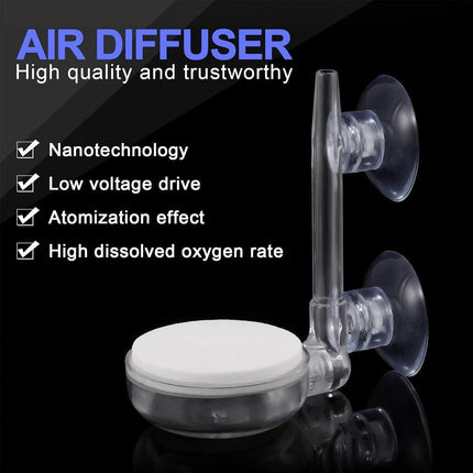 Quiet Bubble Stone Aerator Head Fish Tank Oxygen Pump Nano Air Disc Atomizer