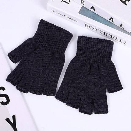Winter Warm Fingerless Knit Gloves For Mobile Phone Touchscreen Use Elastic