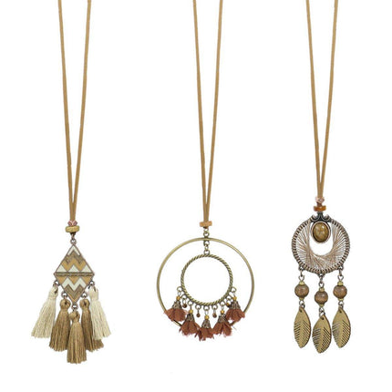 Long Bohemian Necklace Romantic SU Pendant Retro National Style Collars Jewelry