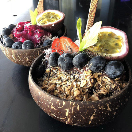 4Sets Natural Coconut Shell Bowls Tableware for Rice Dessert Salad