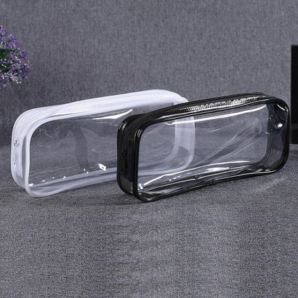 8PCS Waterproof Transparent Zipper Pencil Case Cosmetic Stationery Organizer Bag