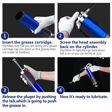 6000PSI Grease Gun Pressure Pistol Grip Dual Flow Flex Hose Industrial Quality - Aimall