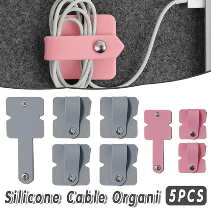 5pcs Charging Cable Earphone Winder Data Cable Organizer Clip Holder for Home