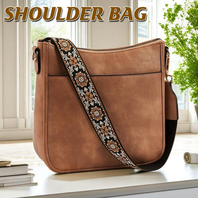 Retro Large Capacity Colorblock Shoulder Crossbody Bag Strap Multi-functional