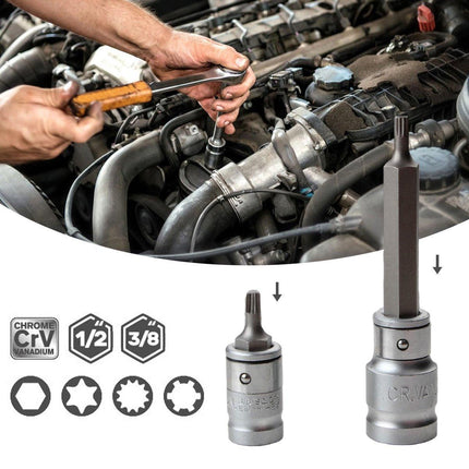 40pc Allen Hex Key Set Socket Bit 3/8 1/2 Drive Long Deep Torx Star Spline