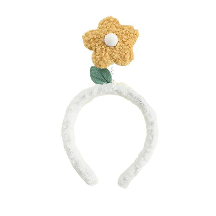 Cute Sunflower Headband Girl Women Party Hair Band Lamb Wool Hoop Clip Face Wash - Aimall