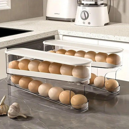 Household Slide Anti-drop Egg Box Refrigerator Door Automatic Rolling Egg Box