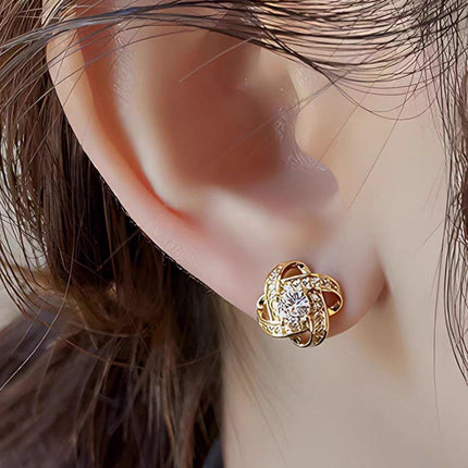 Four Leaf Clover Zircon Stud Earrings Gift For Women Wedding Fashion Jewelry - Aimall