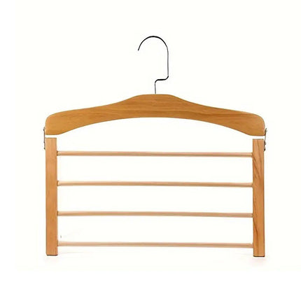 Multi Tier Wooden Trouser Rack Household Towel Rack Space Saving Pants Hanger