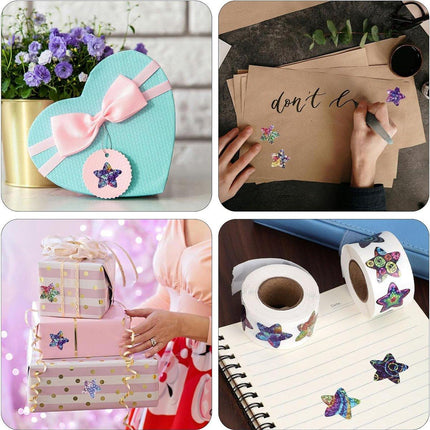 6Rolls Self-Adhesive Star Space Stickers Decorative Sticker Label Roll Bonus Set