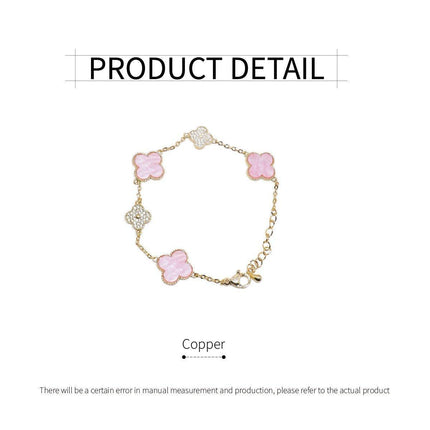 Luxury Pink Four-Leaf Clover Bracelet Elegant Fashion Jewellery Bracelet
