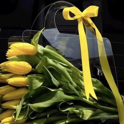 10pcs Transparent Flower Handbags Clear PET Bouquet Holder Gift Bags for Events