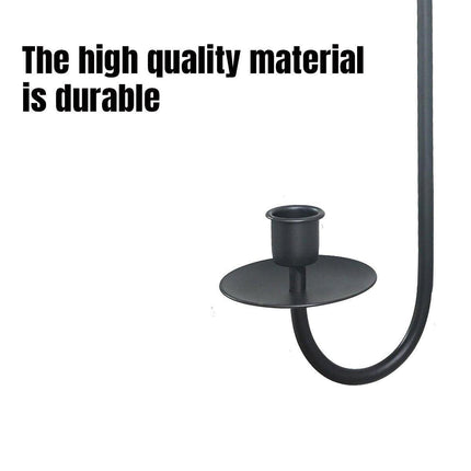 2PCS Black Metal Wall Mounted Iron Candlestick Holder L Shape Modern Home Decor