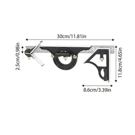 300MM Multifunctional Angle Ruler with 180 Degree Protractor Level Woodworking Tool