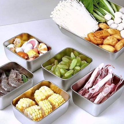 6PCS Stainless Steel Fresh-keeping Box with Sealed Lid Food Fruit Box Container