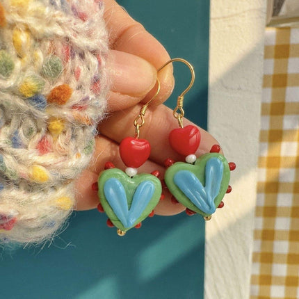 Vintage Contrasting Love Earrings Fashion Jewelry Women Romantic Accessories