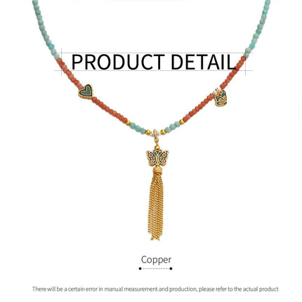 New Chinese Butterfly Pendant Beaded Necklace with Fringe Exquisite Fashion