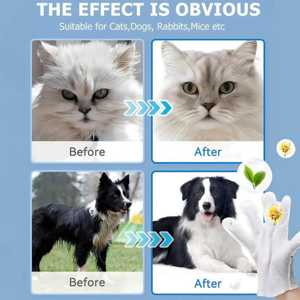 Cat Dog Cleaning Gloves Wipes Fur Disposable Face Washing Grooming