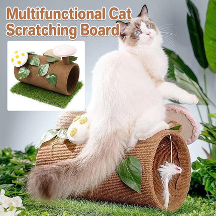 Multifunctional Cat Scratching Board Tree Pet Hut with Hole for Cats and Kittens