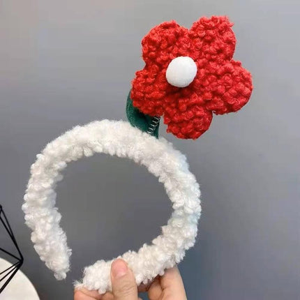 Cute Sunflower Headband Girl Women Party Hair Band Lamb Wool Hoop Clip Face Wash - Aimall