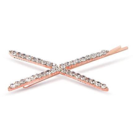X Shaped Crystal Rhinestone Hair Clip Pin Barrette Hairpins Headwear Accessories - Aimall