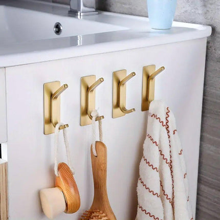 4pcs Stainless Steel Adhesive Hook Towel Hook Bathroom Kitchen Door Coat Hook