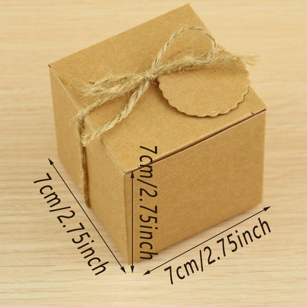 50pcs Vintage Kraft Paper Wedding Candy Boxes Party Favor Gift Box Recyclable