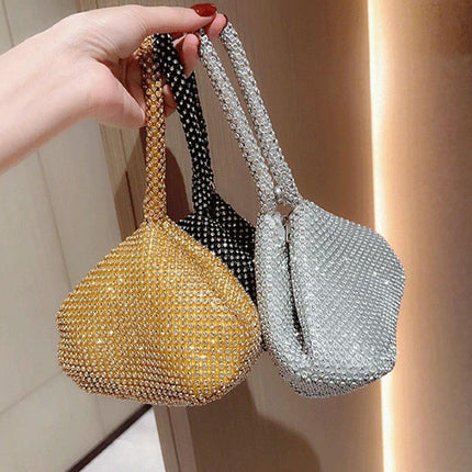Elegant Triangle Sequin Evening Clutch Bag Glitter Solid Colour Shell Purse