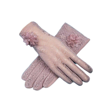 6 Colours Women UV Protection Lace Gloves Touchscreen Non-Slip Driving Gloves