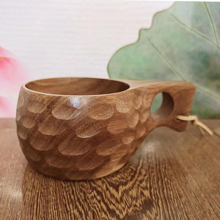Walnut Wooden Coffee Cup Nordic Style Single Hole Solid Wood Anti-scalding Cup
