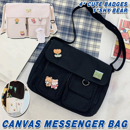 Cute Girl Crossbody Canvas Bag Womens Shoulder Bag Messenger Handbag Casual Tote