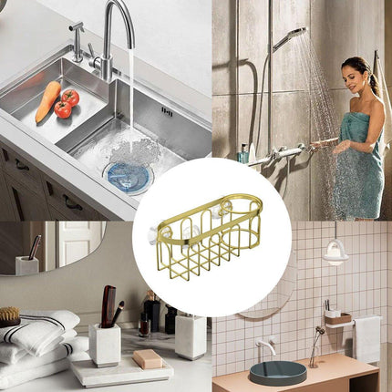 Punch Free Kitchen Sponge Brush Drain Rack Utensil Holder Suction Sink Storage