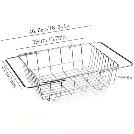 Stainless Steel Sink Draining Basket Telescopic Dish Rack Kitchen Storage Holder