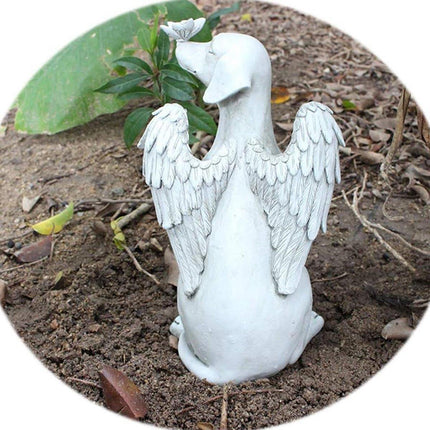 Angel Dog Statue Resin Pet Memorial Garden Dog Ornament Outdoor Animal Decor