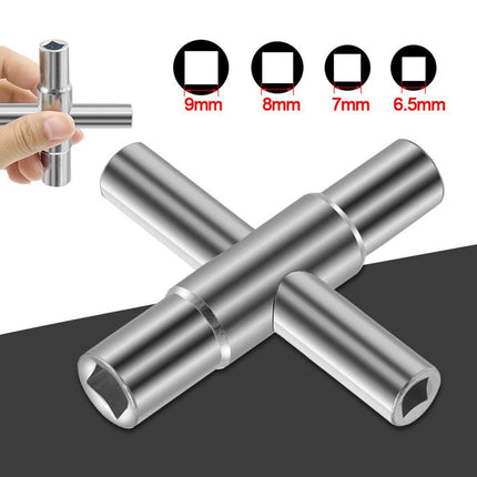 4 in 1 Silver Cross Faucet Wrench Household Bathroom Tool Multipurpose Wrench
