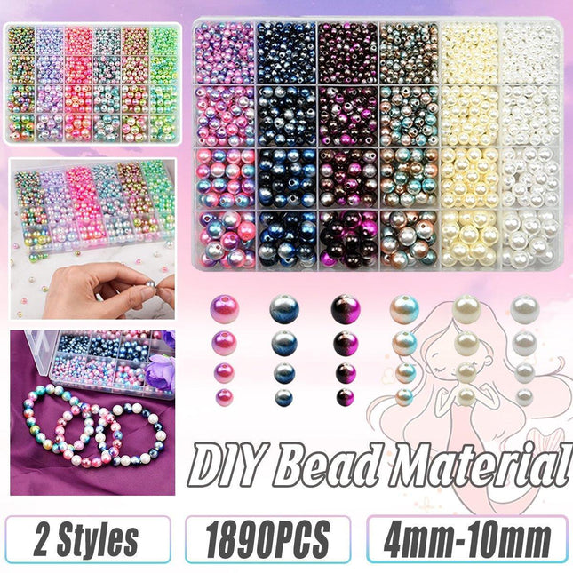 1890PCS Mermaid Faded Colour Perforated Pearl DIY Craft Set Jewelry Making