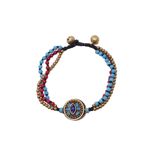 Ethnic Style Handmade Bracelet Color Stone Sky Bead Fashion Round Bead Bracelet