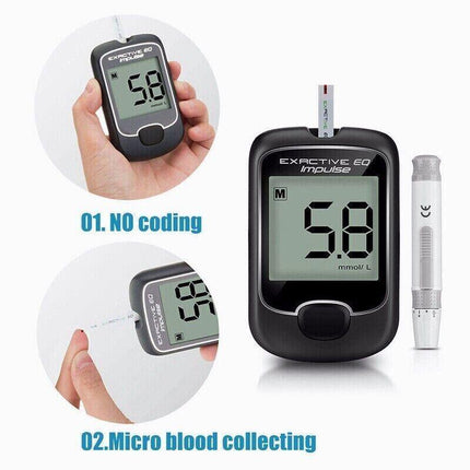 Blood Glucose Monitor Diabetes Testing Kit Blood Sugar Meter with 50 Test Strips - Aimall