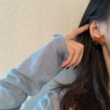 Brown Bow Earrings Artistic Jewelry for Girls Cute Trendy Fashion Accessory