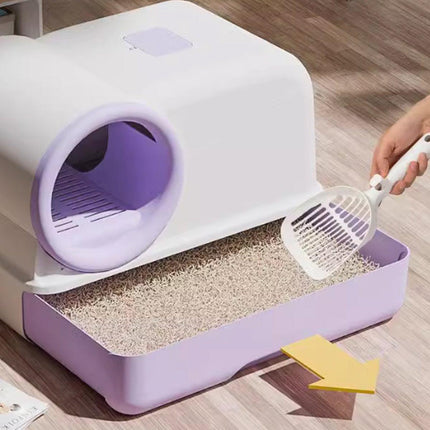 Plastic Fully Enclosed Cat Litter Box with Drawer Odor Control Litter Pan Cats
