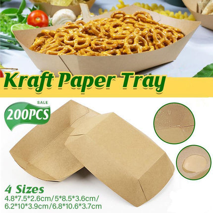 Kraft Paper Boat Tray Biodegradable Multi Size Serving Food Safe Fries Rice Deli Aimall