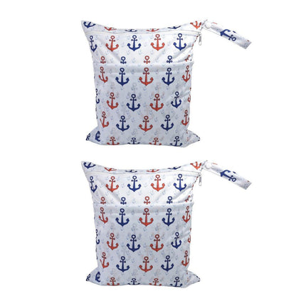 2PCS Cartoon Printed Diaper Bag Double Zipper Washable Storage Organizer